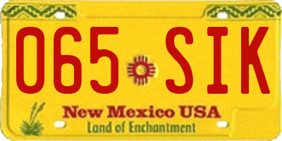 NM license plate 065SIK
