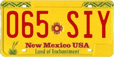 NM license plate 065SIY