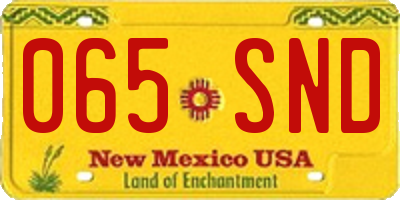 NM license plate 065SND