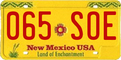 NM license plate 065SOE