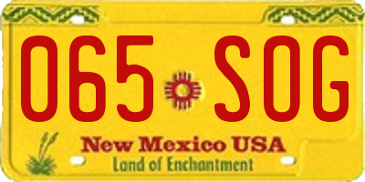 NM license plate 065SOG