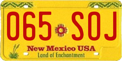 NM license plate 065SOJ