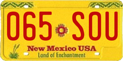 NM license plate 065SOU
