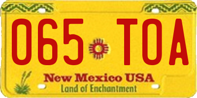 NM license plate 065TOA