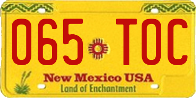 NM license plate 065TOC