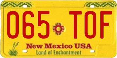 NM license plate 065TOF
