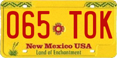 NM license plate 065TOK