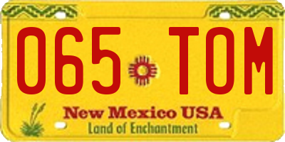 NM license plate 065TOM