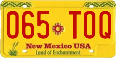NM license plate 065TOQ
