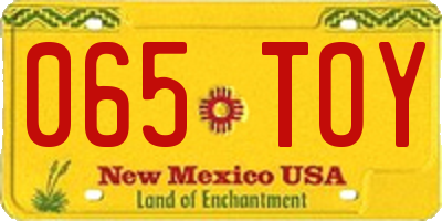 NM license plate 065TOY