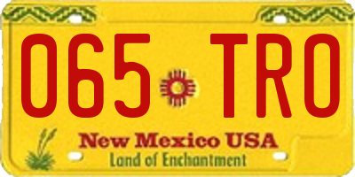 NM license plate 065TRO
