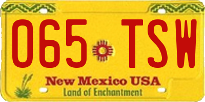 NM license plate 065TSW