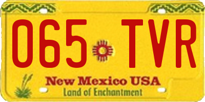 NM license plate 065TVR
