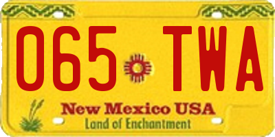 NM license plate 065TWA