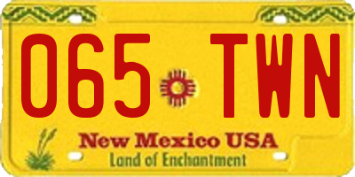 NM license plate 065TWN