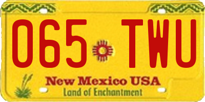 NM license plate 065TWU