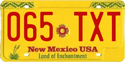 NM license plate 065TXT