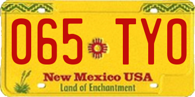 NM license plate 065TYO