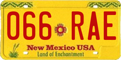 NM license plate 066RAE