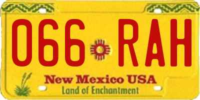 NM license plate 066RAH