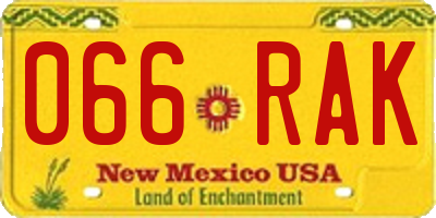 NM license plate 066RAK