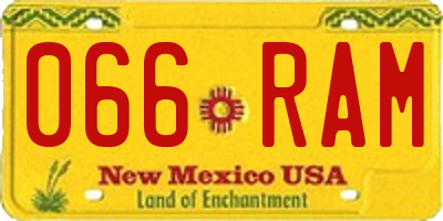 NM license plate 066RAM