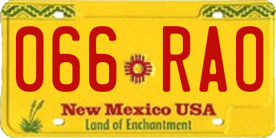 NM license plate 066RAO