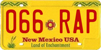 NM license plate 066RAP