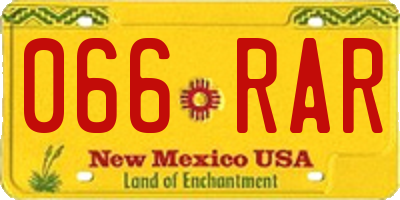 NM license plate 066RAR