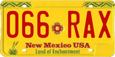 NM license plate 066RAX