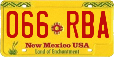 NM license plate 066RBA