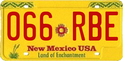 NM license plate 066RBE