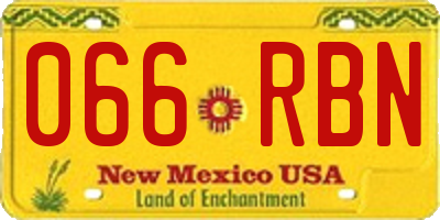 NM license plate 066RBN