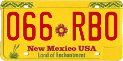 NM license plate 066RBO