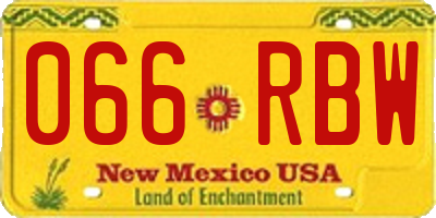 NM license plate 066RBW