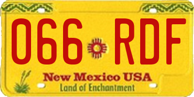 NM license plate 066RDF