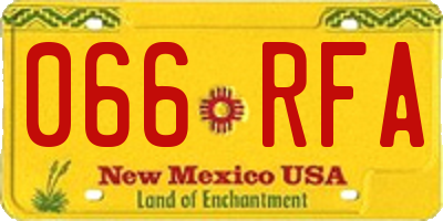 NM license plate 066RFA