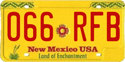 NM license plate 066RFB