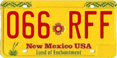 NM license plate 066RFF