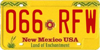 NM license plate 066RFW