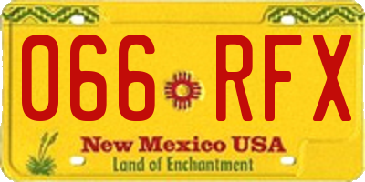 NM license plate 066RFX