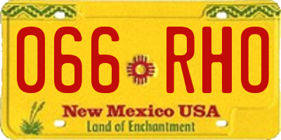 NM license plate 066RHO