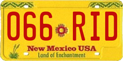 NM license plate 066RID