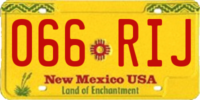 NM license plate 066RIJ