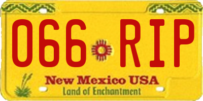 NM license plate 066RIP