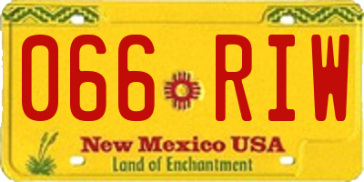 NM license plate 066RIW