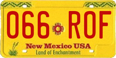 NM license plate 066ROF