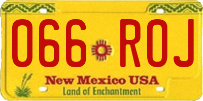 NM license plate 066ROJ
