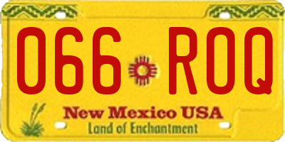NM license plate 066ROQ