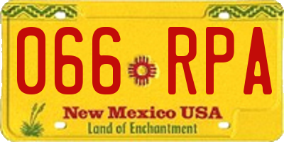 NM license plate 066RPA
